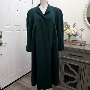 Vintage Wool Coat Forest Green Long 2 Classic Winter Minimalist Old Money Preppy